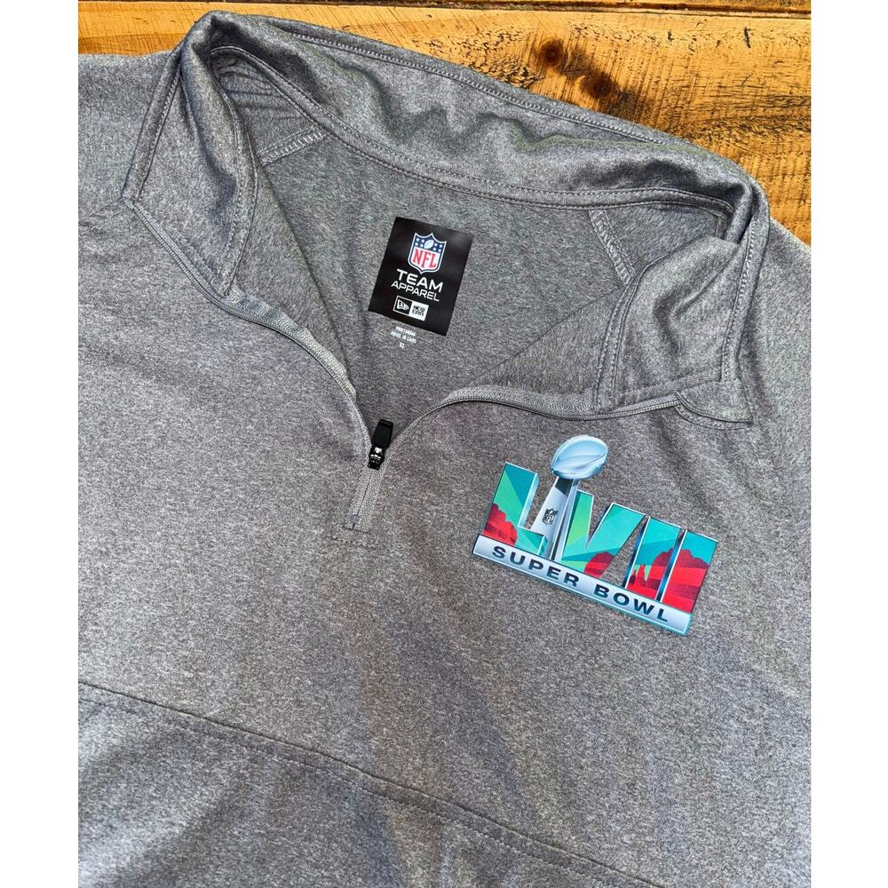 Mens NFL New Era Team Apparel‎ Super Bowl LVII 57 Gray 1/4 Zip Pullover Size XL